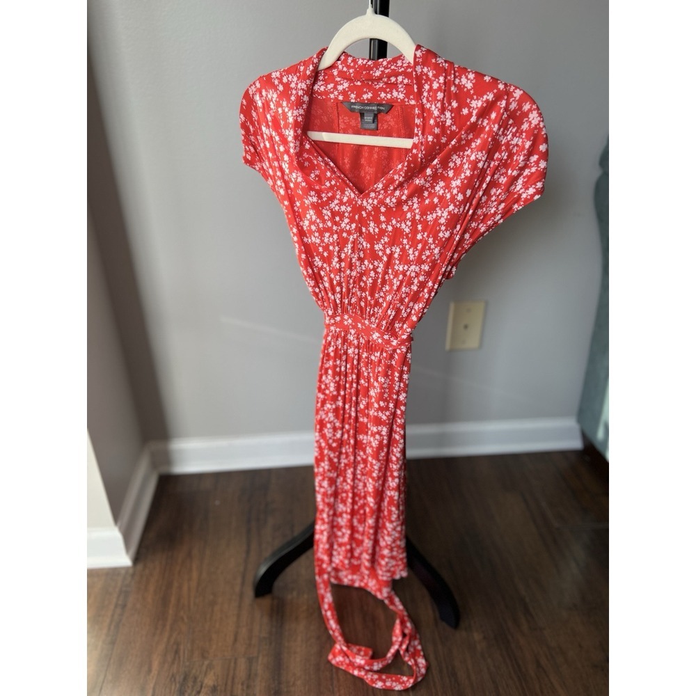 Bright Red Floral Country Garden Grandma French Connection Top Women's XS
